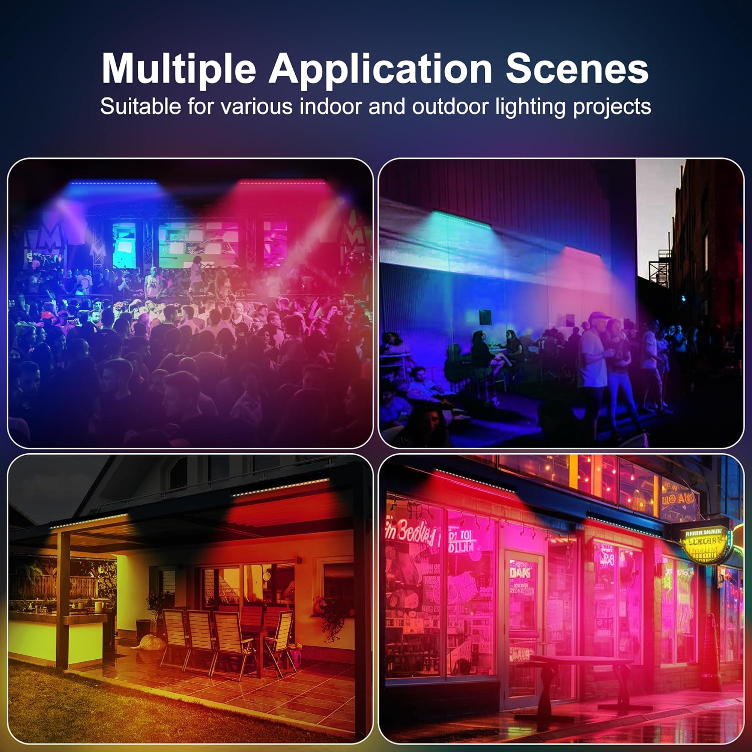 Smart Wall Washer Light Bar 20in RGBCW – Linkable Waterproof LED Light for Indoors/Outdoors with App/Voice Control, 16M Colors, Dimmable, Music Sync, 50 Scene Modes, Timer, AC120V