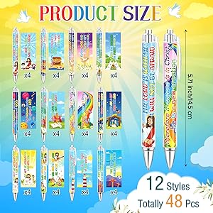 Dispowreath 48 Pcs Bible Verse Ballpoint Pens Christian Pens Bulk Inspirational Quotes Pens Retractable 1.0 mm Black Religious Ink Pens Smooth Writing Pen for Church Sunday School Office Supplies Gift