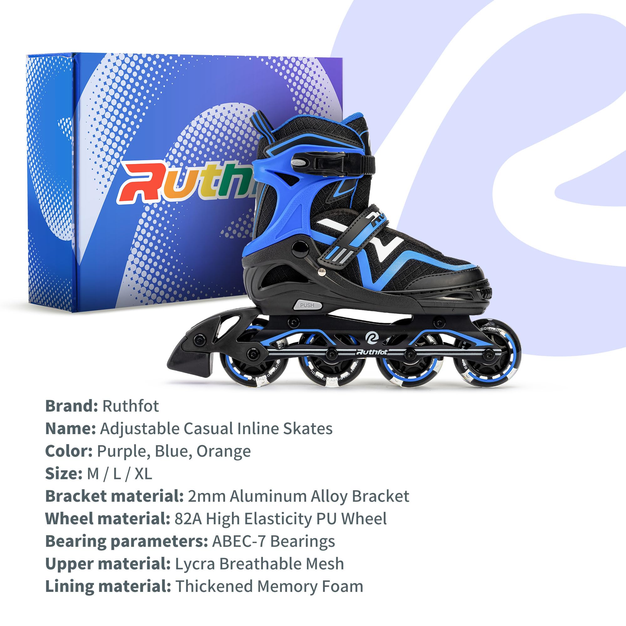 Ruthfot Verstellbare Inline Skates für Kinder Jungen und Mädchen, Leucht-Skates für Kinder von 6-12 Jahren Outdoor-Leuchtpatinen für Frauen und Männer