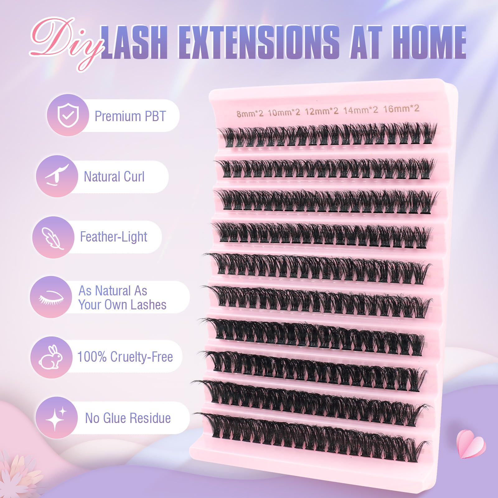 Oreola Lashes 60D Cluster Lashes Natural 0.07 D Curl 8-16MM Wispy Soft False Eyelashes Extension At Home, black - Image 2