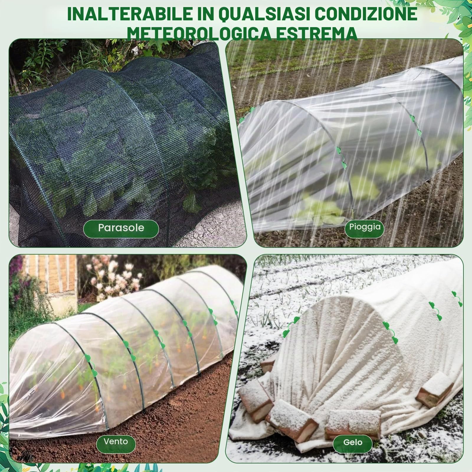 Cerchi per Serra per Letti rialzati, 40 Pezzi Telaio Rimovibile in Fibra di Vetro per Coltivare Tunnel da Giardino, Cerchi per Serra, Cerchi per reti (8 Nero)