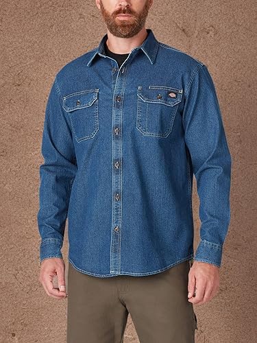 Miniatura 5 de Dickies Camisa de tela vaquera flexible de manga larga para hombre