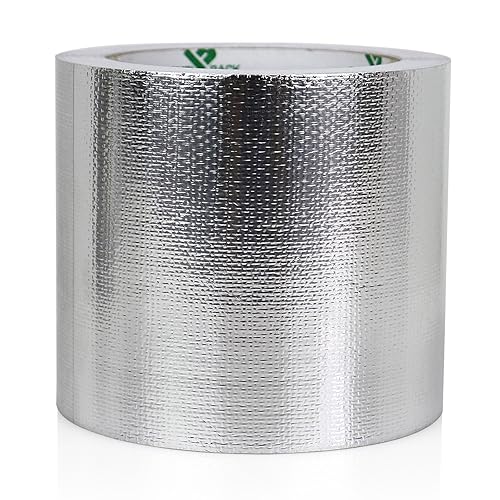 Miniatura 3 de BOMEI PACK Barrera adhesiva de la cinta del escudo térmico del papel de aluminio 4in x 66ft, material reflexivo del aislamiento térmico de la fibra