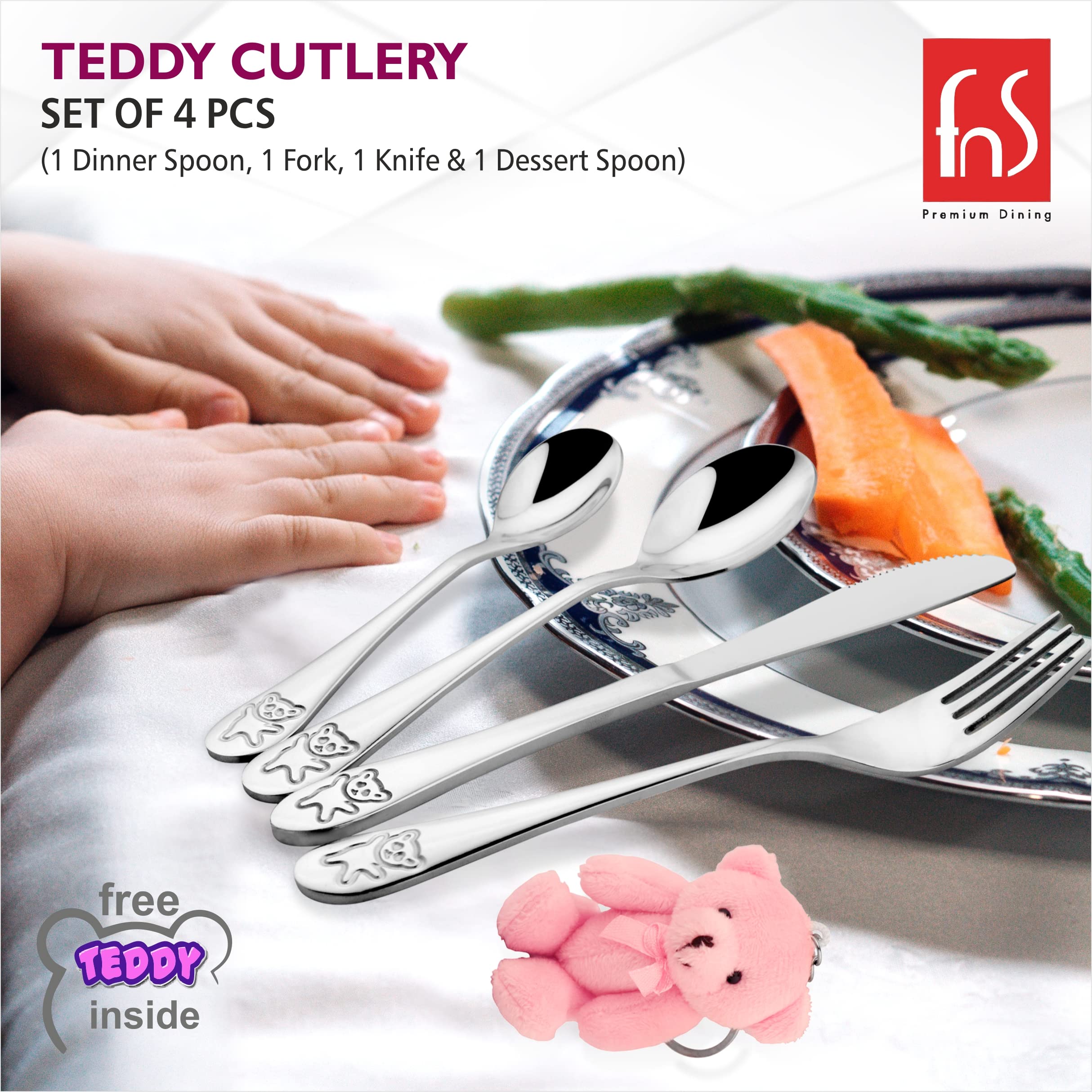 Kids Stainless Steel Cutlery Set - Teddy Bear Design -6 Kids Stainless Steel Cutlery Set - Teddy Bear Design -6