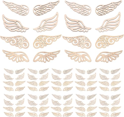 PRETYZOOM 80 piezas de madera de grafiti con corte de alas, piezas de madera de madera para manualidades, decoración de adornos para niños y niños