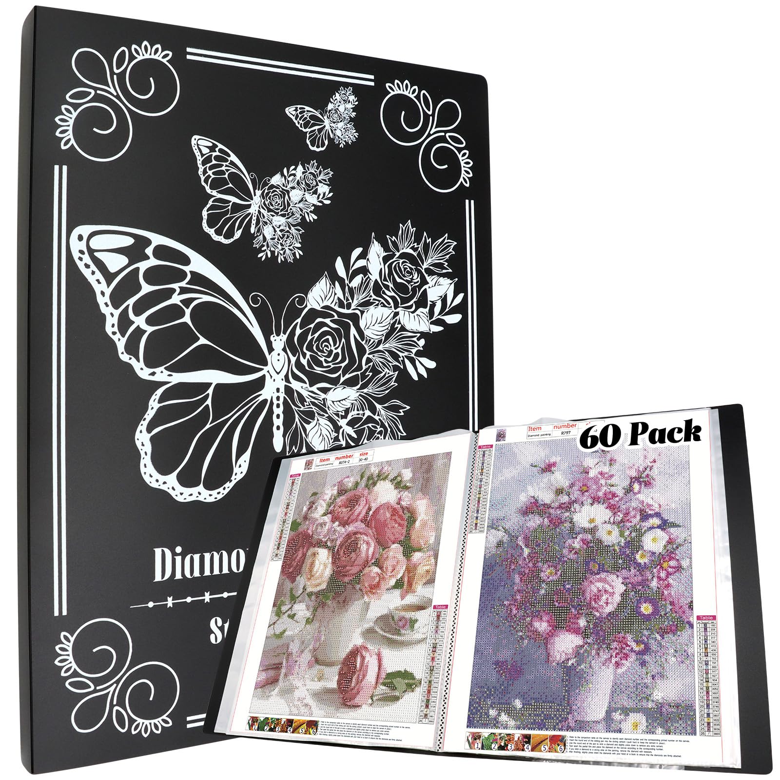 SPOKKI Diamond Painting Pictures Album, A3 Diamond Painting Folder for Storage Diamond Painting Pictures with 60 Sheets