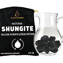 Amazing Gemstone Raw Shungite Stones Crystal Rock, Real Shungite Stones for Water Purification - 30-70mm Piedra Shungite Original 1/2 lb