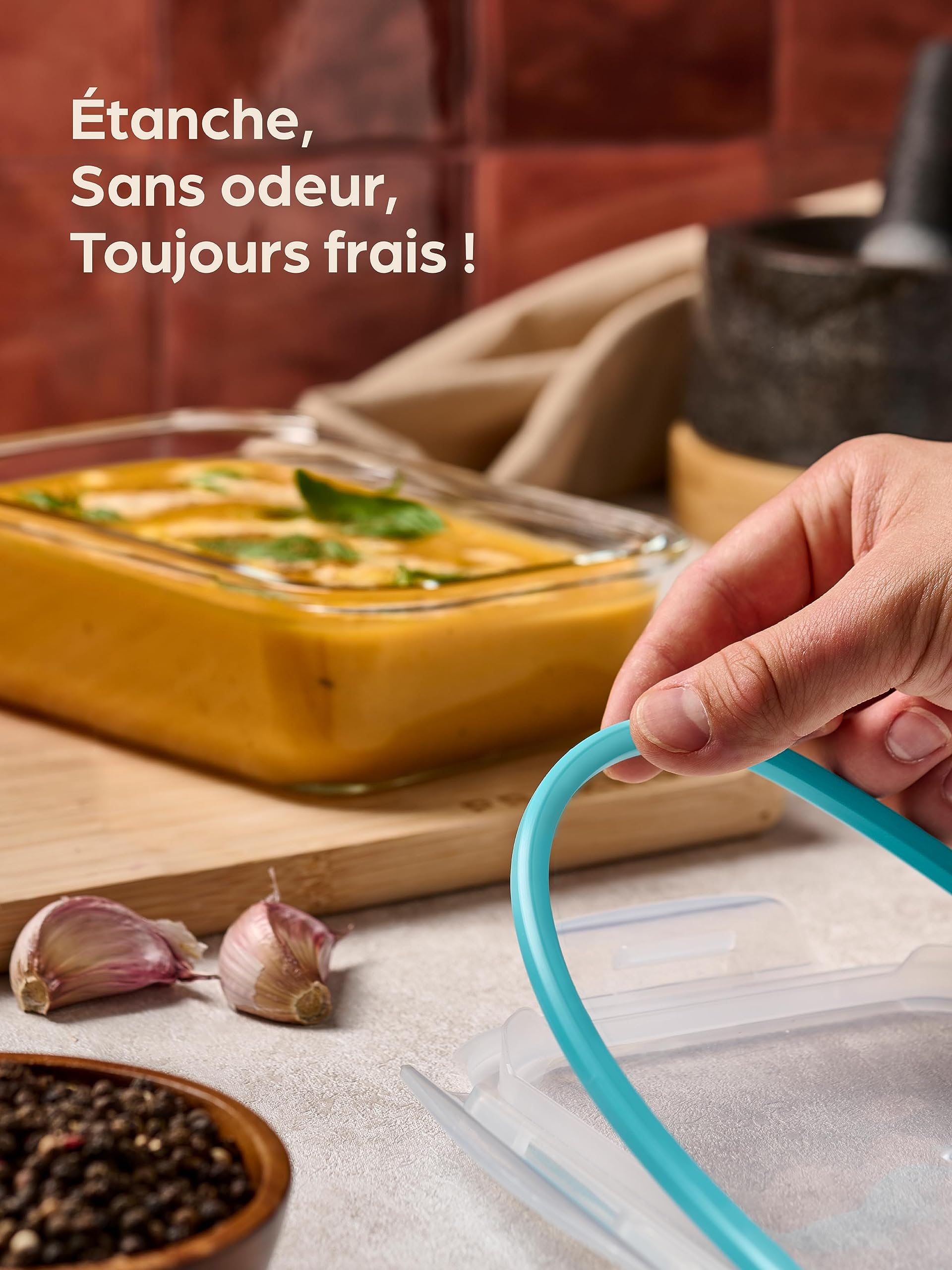 Praknu Boîte en Verre avec Couvercle - Conservation Alimentaire 1l - Lot de 4 - Hermétiques & Empilables - Sans BPA - Passe au Lave-vaisselle, Congélateur & Micro-ondes