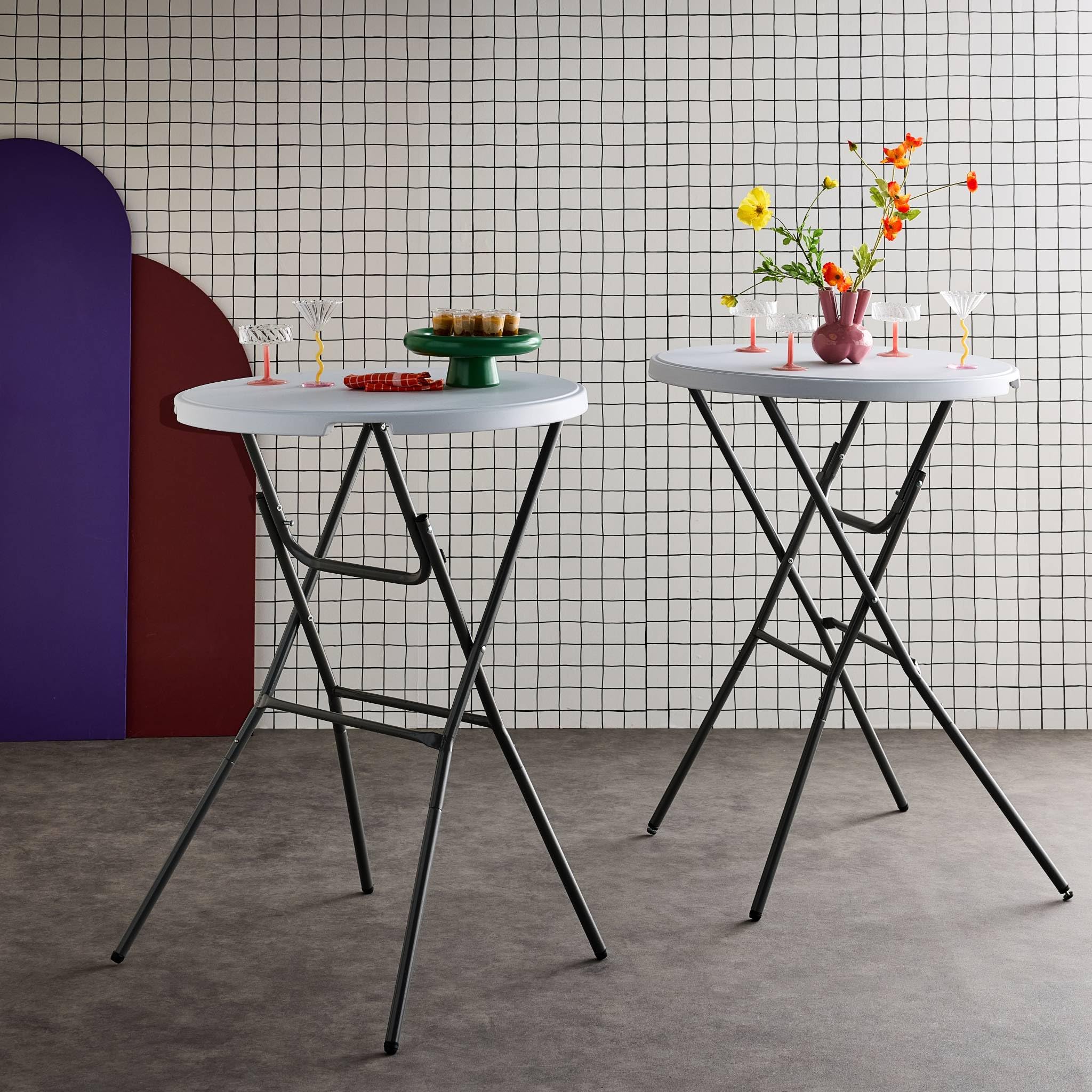 Alice's Garden Lot de 2 Tables Hautes de Réception Gala Pliables Ø80cm x 110cm