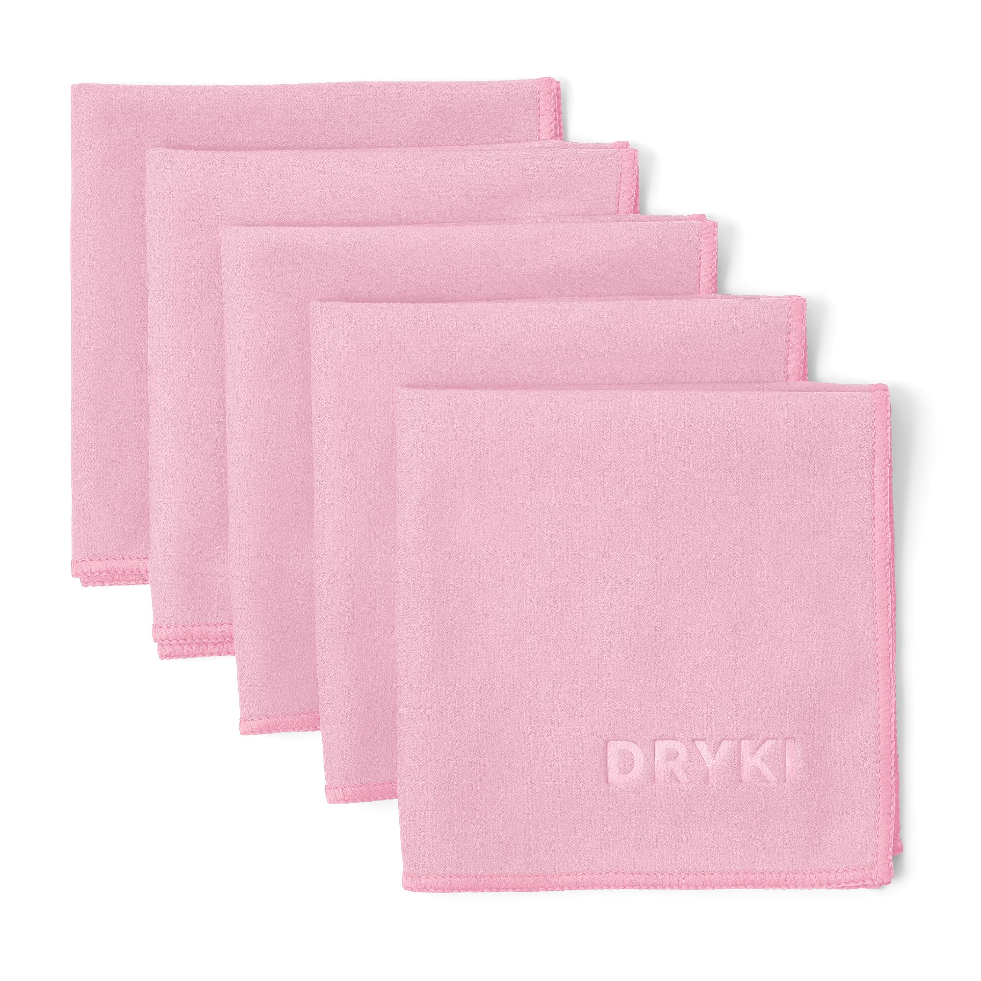 DRYKI Sweat Absorbing Handkerchiefs - The Original Quick-Dry Microfiber Sweat Rags & Towels for Face, Hands, & Body - Perfect for Gym, Sports, and Work (Pink: 5 Pack)