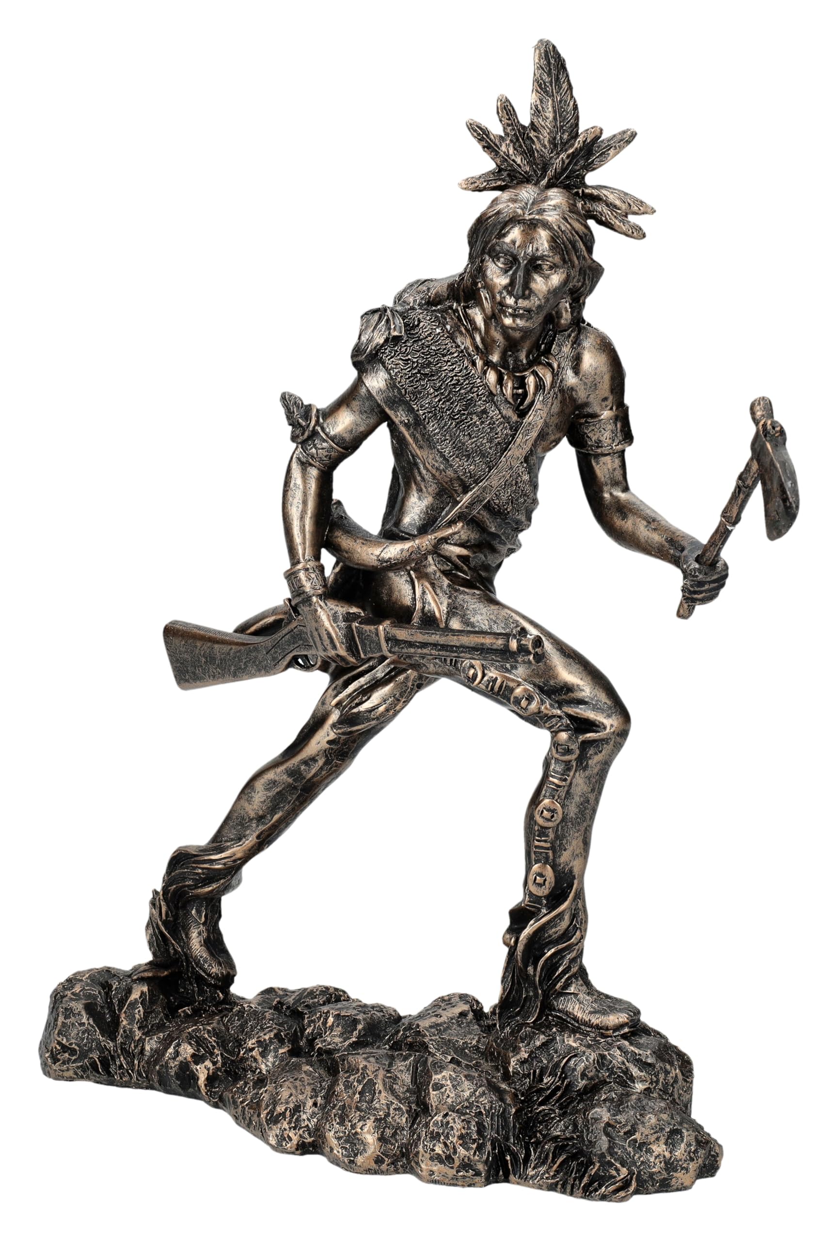 Figurine de guerrier tribal, avec fusil et tomahawk, 31,5 cm, décoration western amérindienne