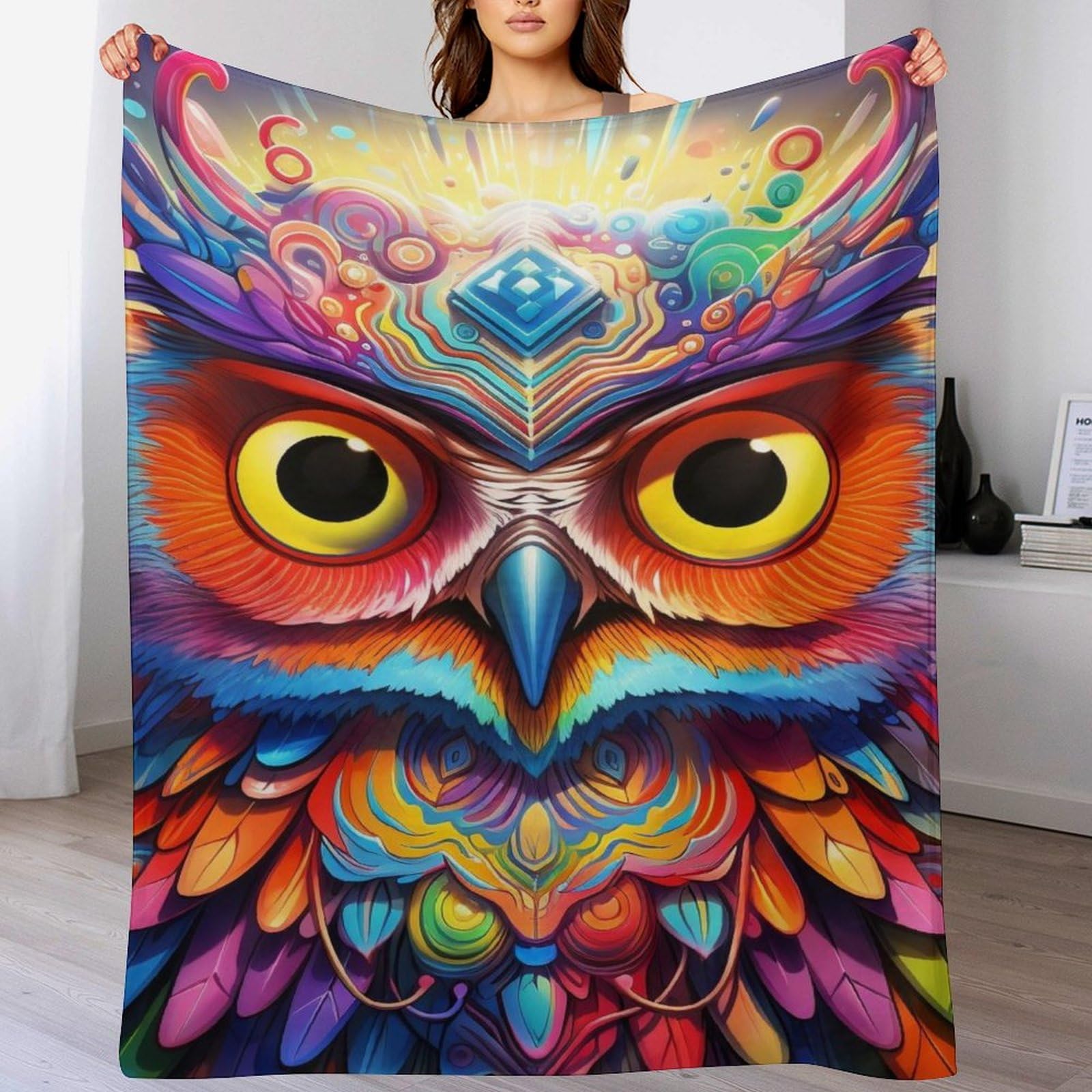Couverture canapé hibou couverture super douce moelleuse chaude plaid décoratifs 150x200