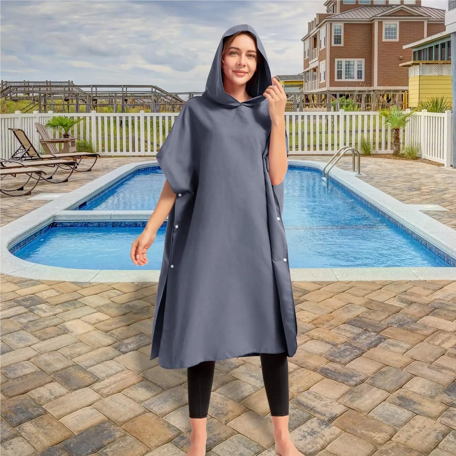 Handtuch-Poncho Kapuzenhandtuch Männer Frauen Schwimmen Strand Reise Schnelltrocknend Wickelmantel Cape Badetuch Bademantel Surf Poncho