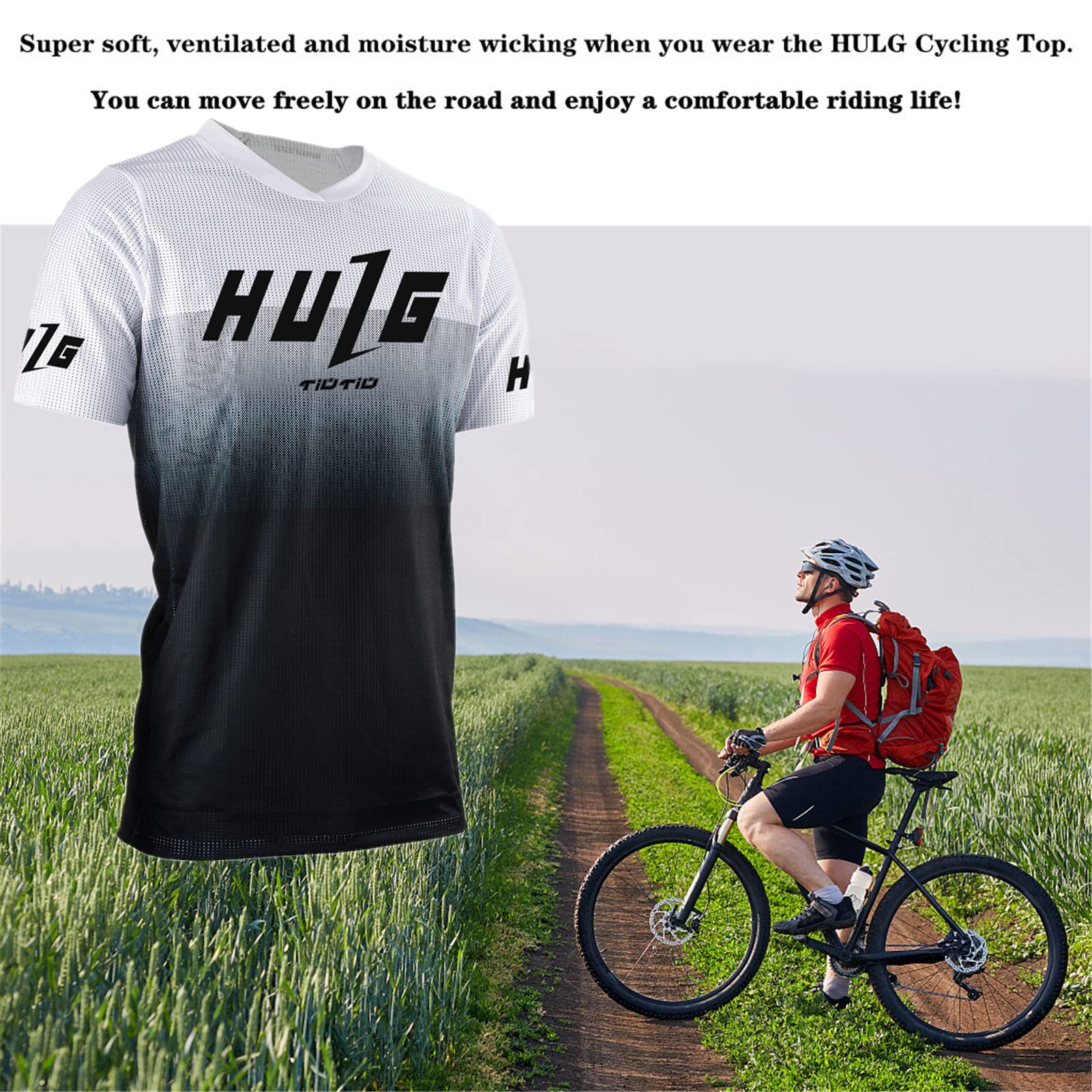 Męska koszulka MTB z krótkim rękawem, koszulka zjazdowa, męska odzież rowerowa odzież rowerowa/motocrossowa koszulka do roweru górskiego, miękka tekstura, odprowadzająca wilgoć MTB BMX