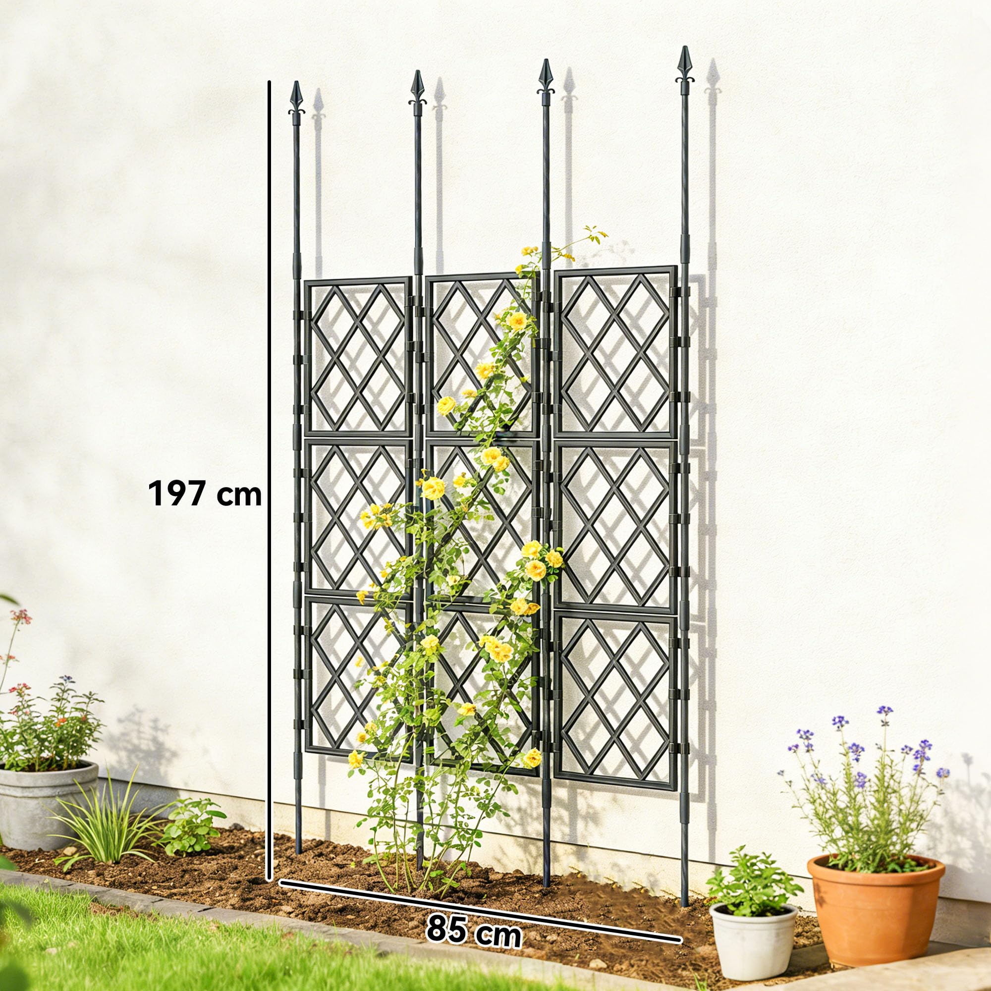Outsunny Składana krata ogrodowa DIY montaż do pnączy 85 x 197 cm Czarny