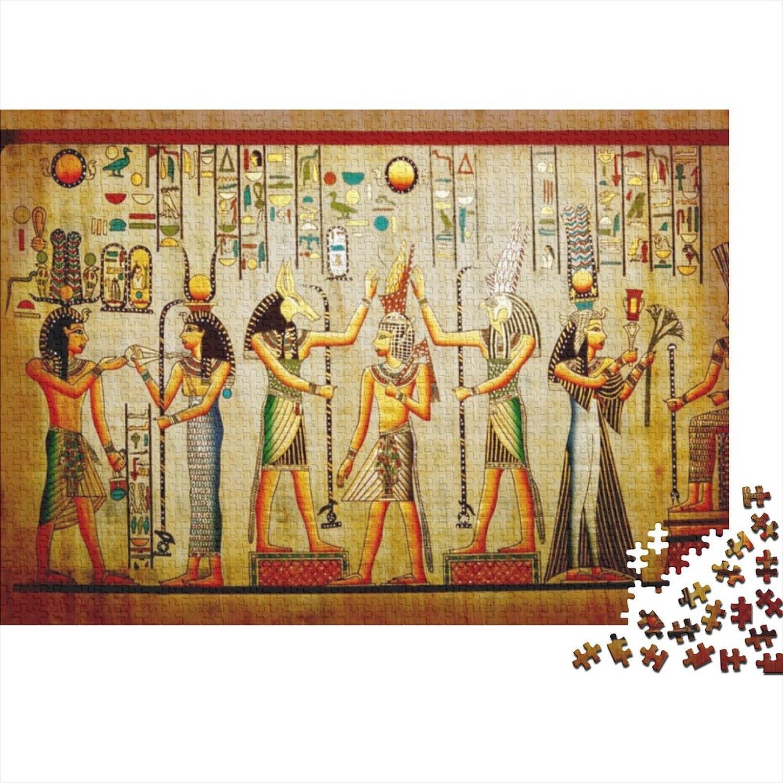Egyptian Mural Jigsaw Puzzle 1000 Pieces Recyclable Paper Ancient Art Puzzle for Adults Fun And Challenging Family Game Gift for Menβs Birthday 70x50cm/1000pcs
