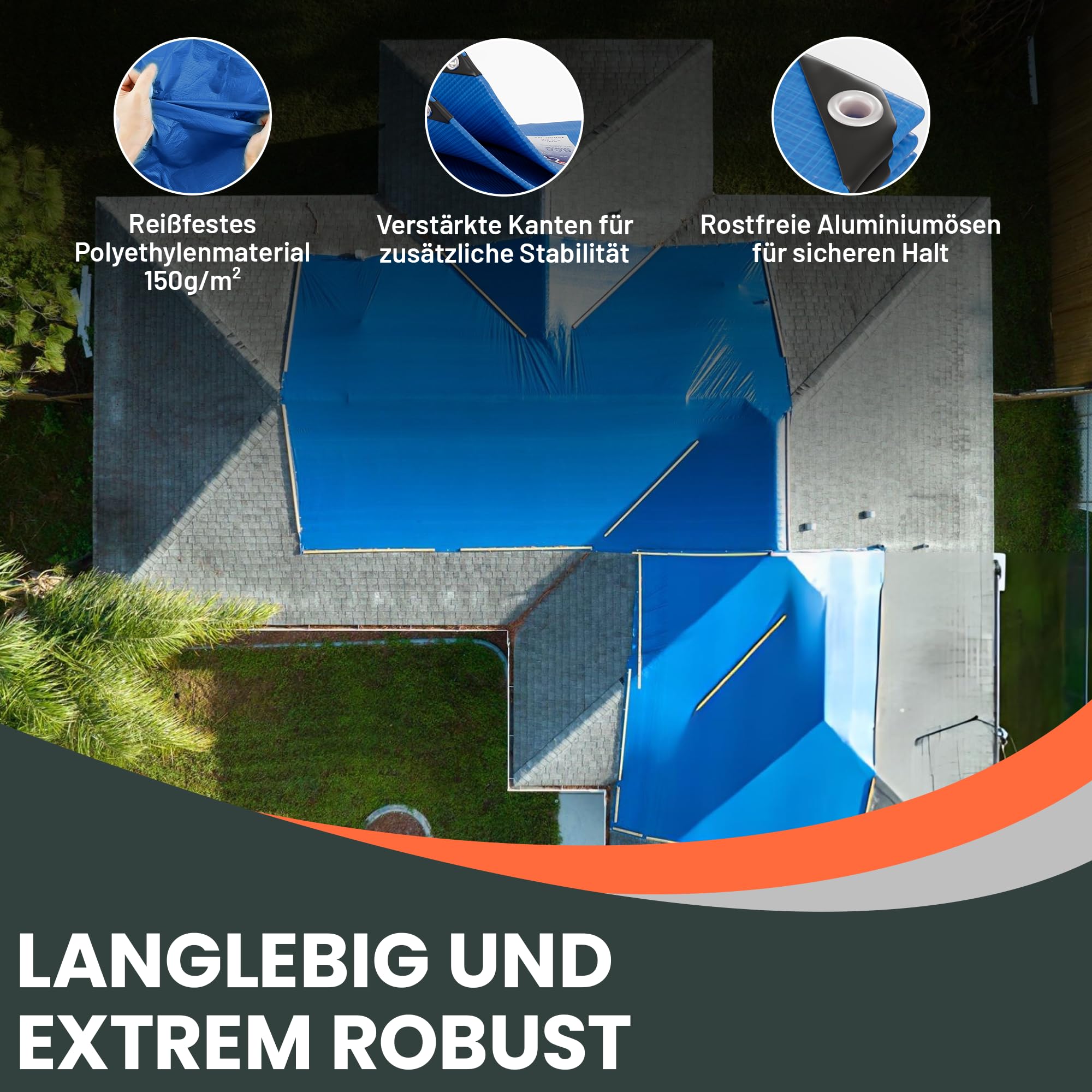 Perfect Cover's Abdeckplane | Gewebeplane | Bodenplane | Gartenplane Zeltunterlage für Camping & Outdoor Garten wasserdichte Plane mit Ösen Viele Größen & Farben 3x4m 12m² 150 g/m², Weiß