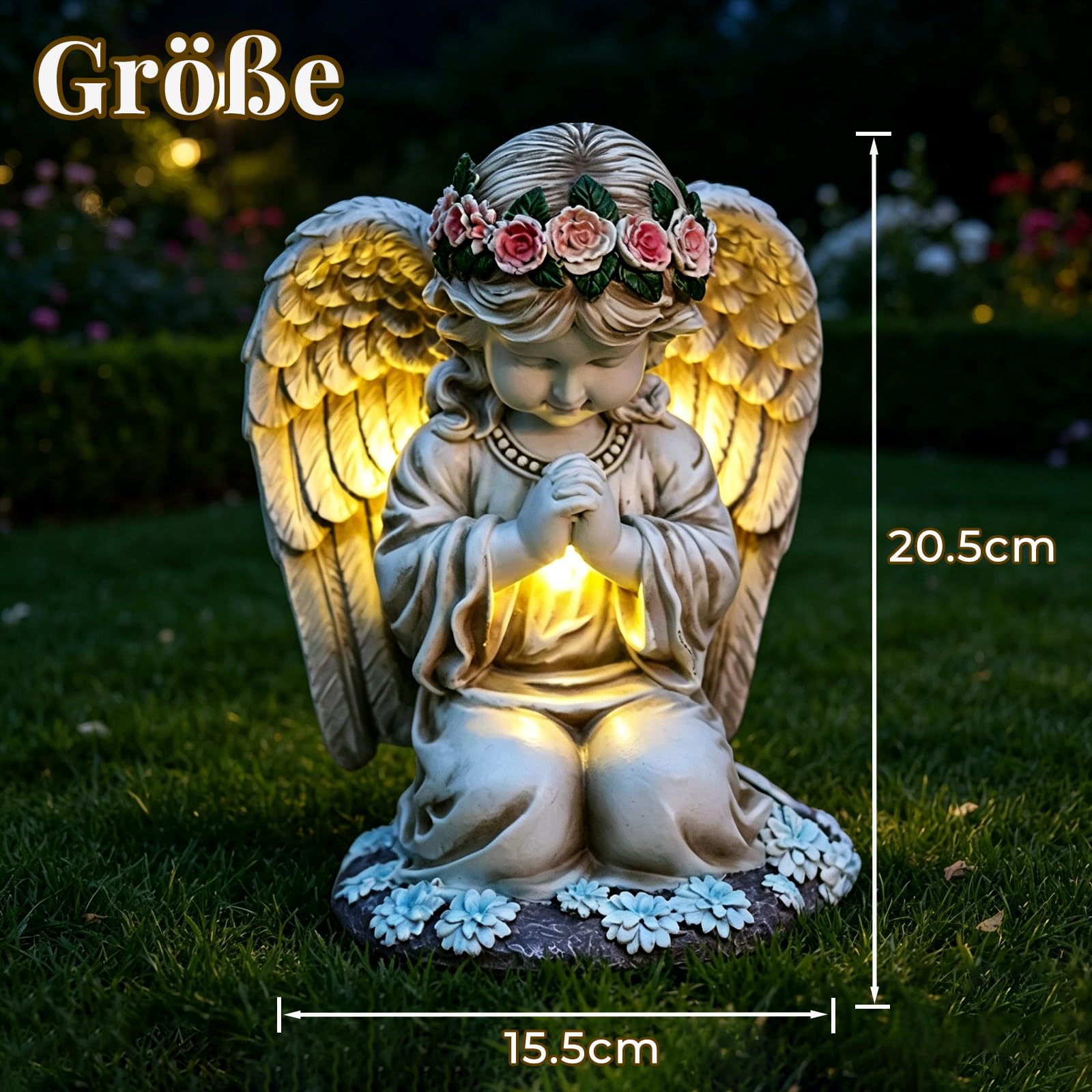 AVEKI Statua di angelo solare, creste e tomba, angelo custode con luce solare, resistente alle intemperie, decorazione per giardino, prato, regalo per donne, madre, suocera (modello C)