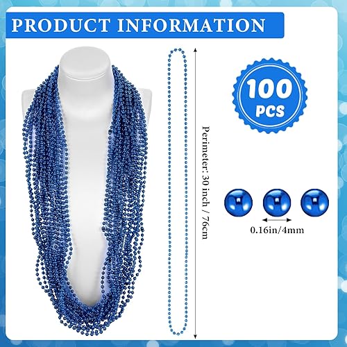 Miniatura 5 de Tigeen Collares de cuentas de Mardi Gras a granel de 30 pulgadas collares metálicos con cuentas para carnaval, fiesta, desfile, tiro de espíritu