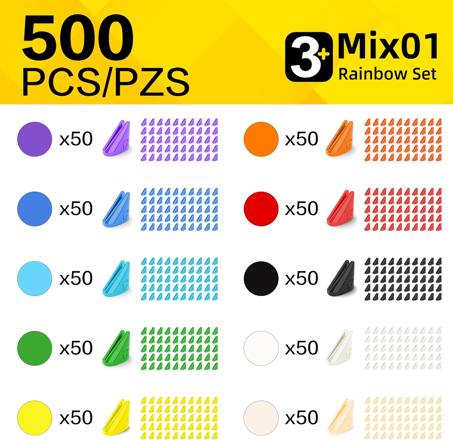 500PCS Rainbow Soft Silicone Building Blocks - STEM Educational Toys for Kids Age 6-12, Stress Relief Fidget Blocks for Boys & Girls, Creative Play for Preschool & Early Learners (Mix01)