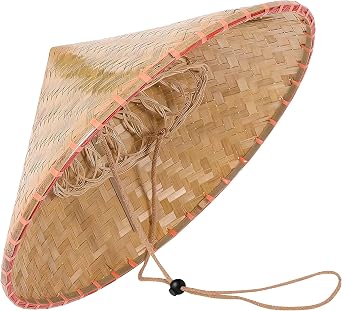 Funny Party Bamboo Coolie Hat Chinese Japanese Rice Farmer Hat Natural
