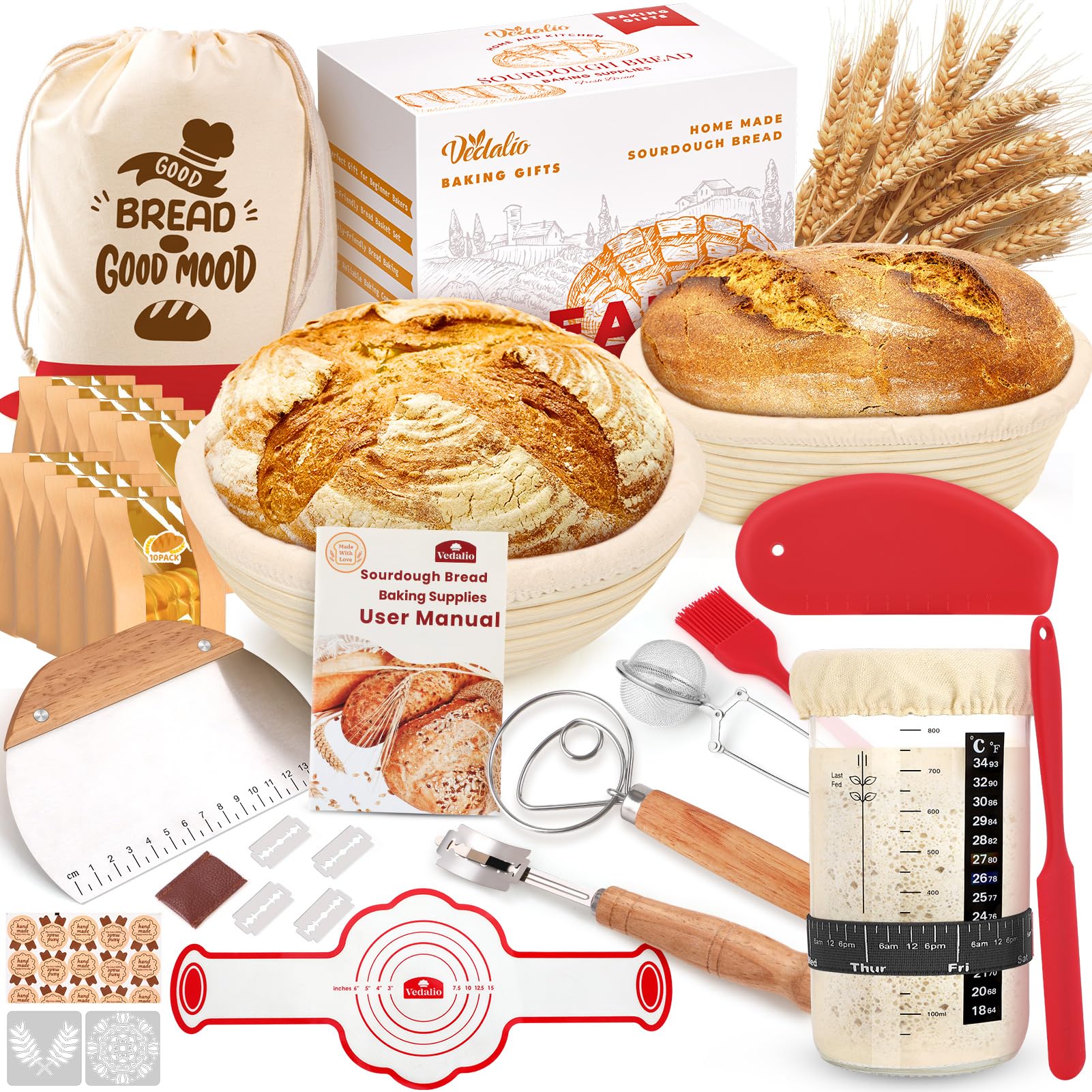 Sourdough Bread Starter Kit, Sourdough Starter Kit, Sour Dough Starter Kits, Baking Essentials, Gifts for People Who Love Baking Sourdough Starter Jar Sourdough Tools