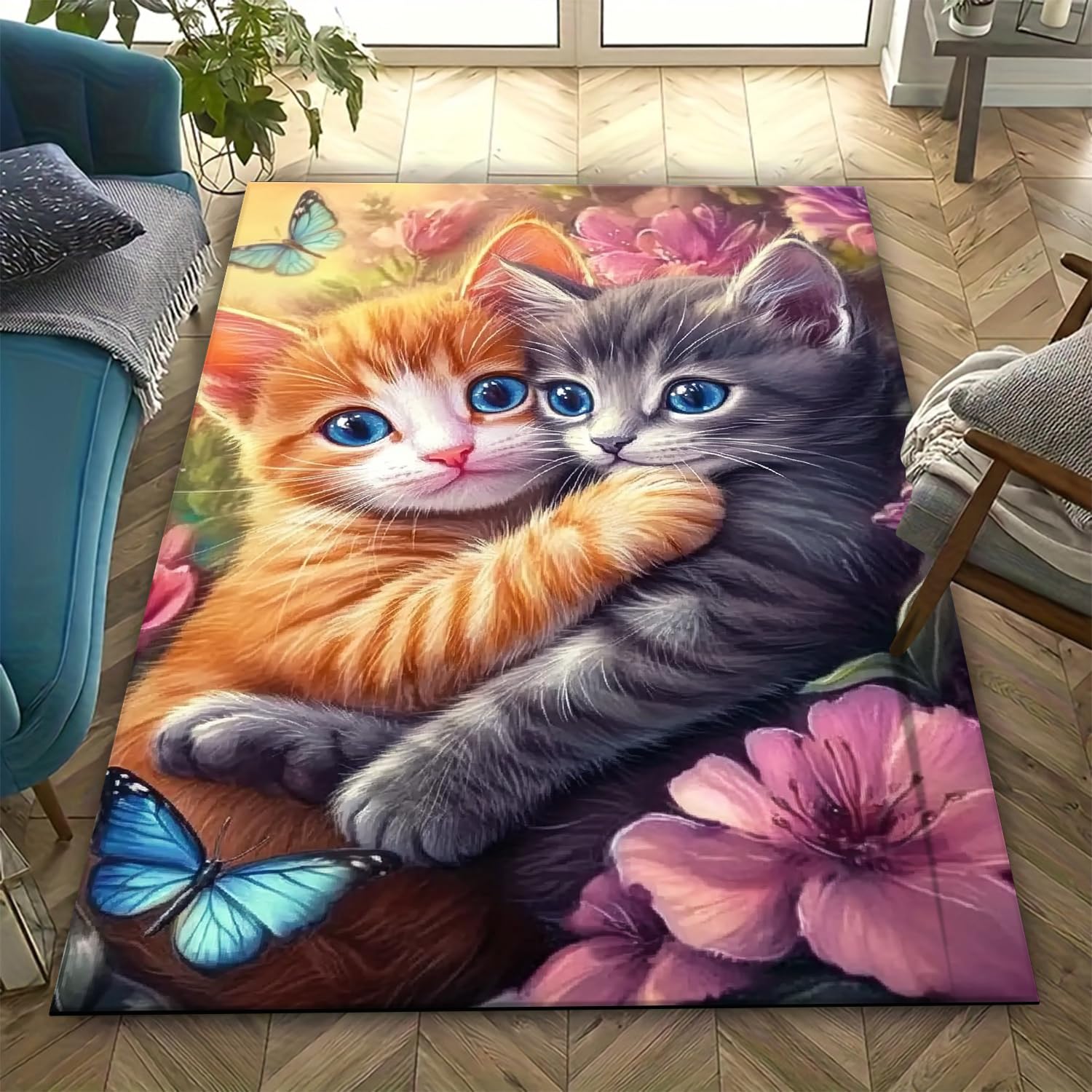 Tapis de décoration intérieure chat en impression 3D pour chambre d'enfant