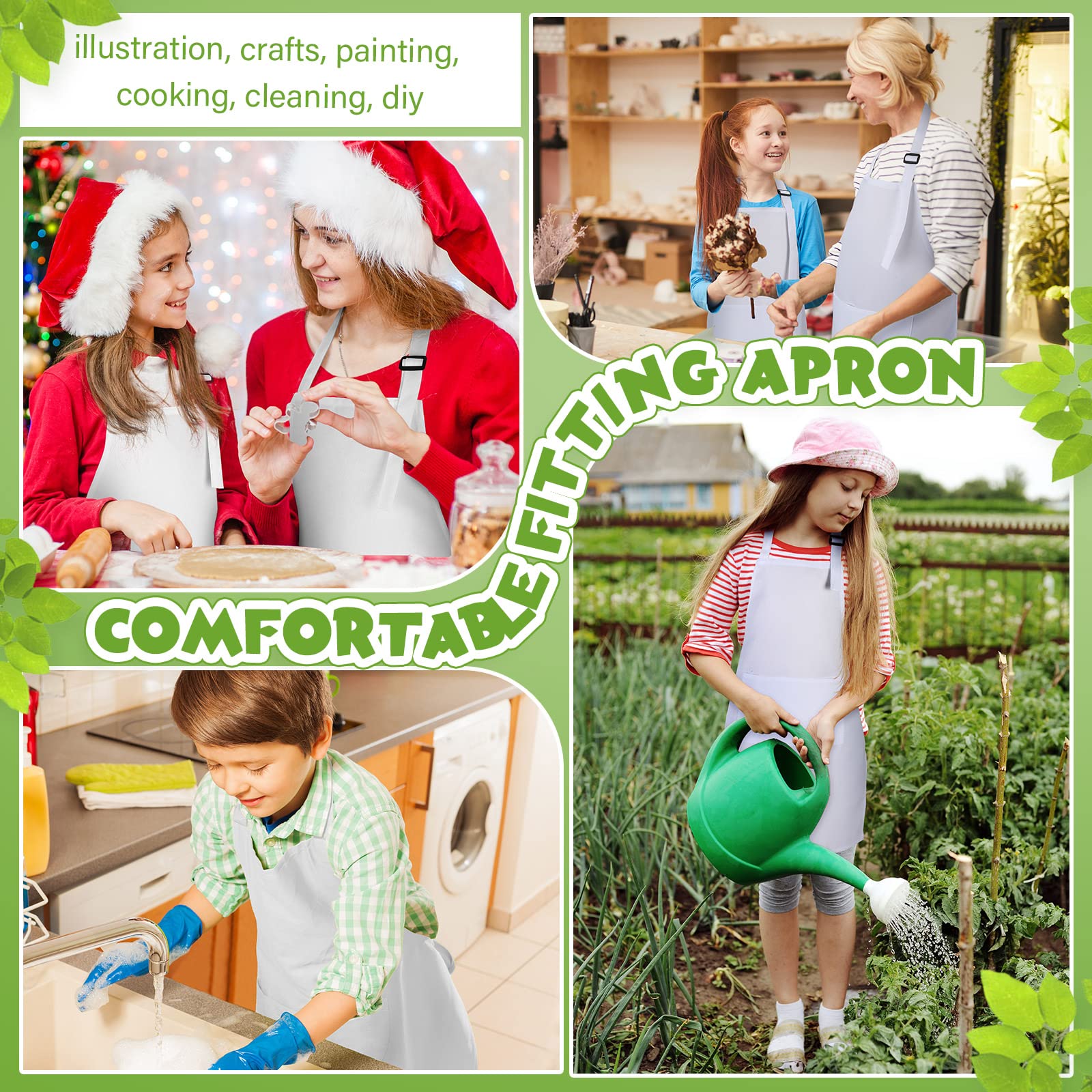 Handepo Delantal de chef ajustable con bolsillo para niños, 25 unidades