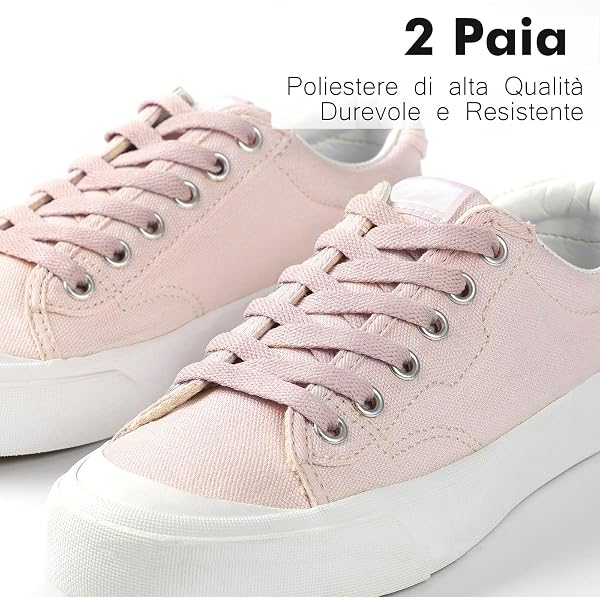 2 Paia di Lacci Piatti,Ricambio da 8 mm (Larghezza) per Scarpe da Ginnastica - 2
