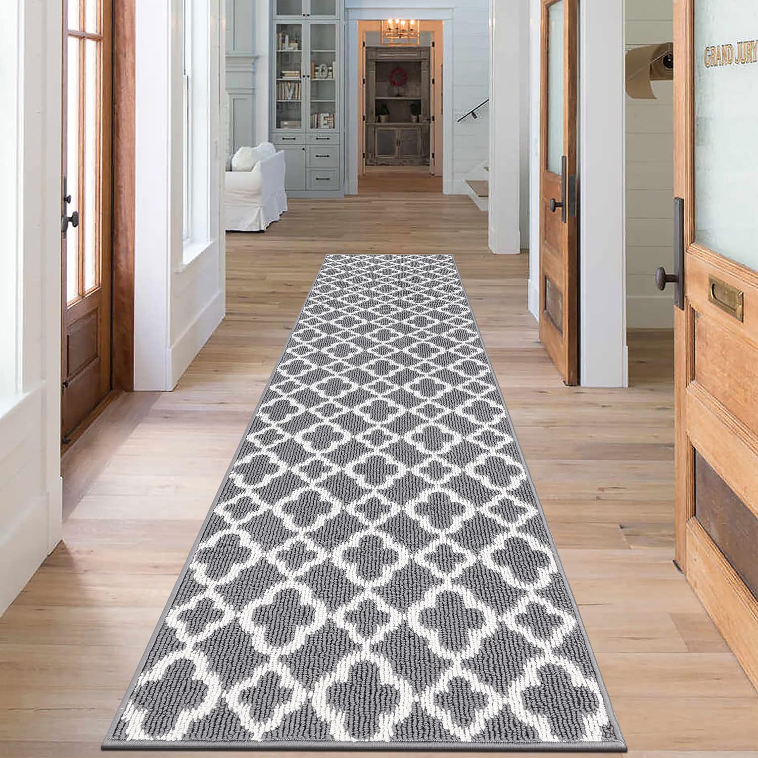 SHACOS Non Slip Runner Rug Hallway 60x240 cm Long Hall Runner Rugs Washable Narrow Carpet Runners for Hallway Entryway Kitchen, Grey