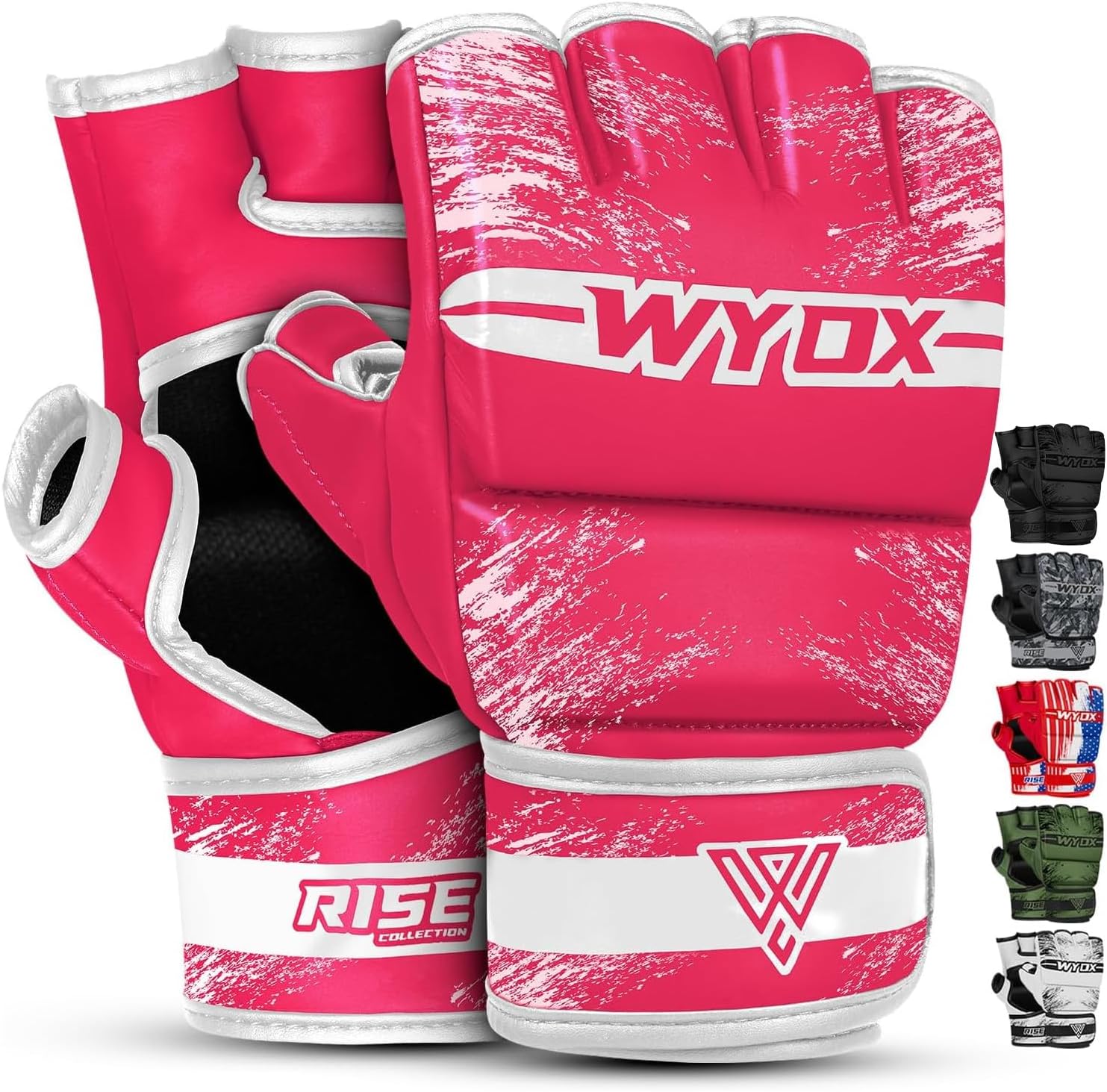 WYOX MMA Gloves Sparring Grappling for Men Women – Hybrid Open Palm Half Finger Boxing Training Gloves and Leather Wrist Support for Muay Thai, Kickboxing, Karate, Taekwondo
