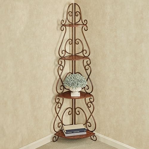 Miniatura 2 de Touch of Class Meyda - Estante esquinero de madera de cerezo natural y metal