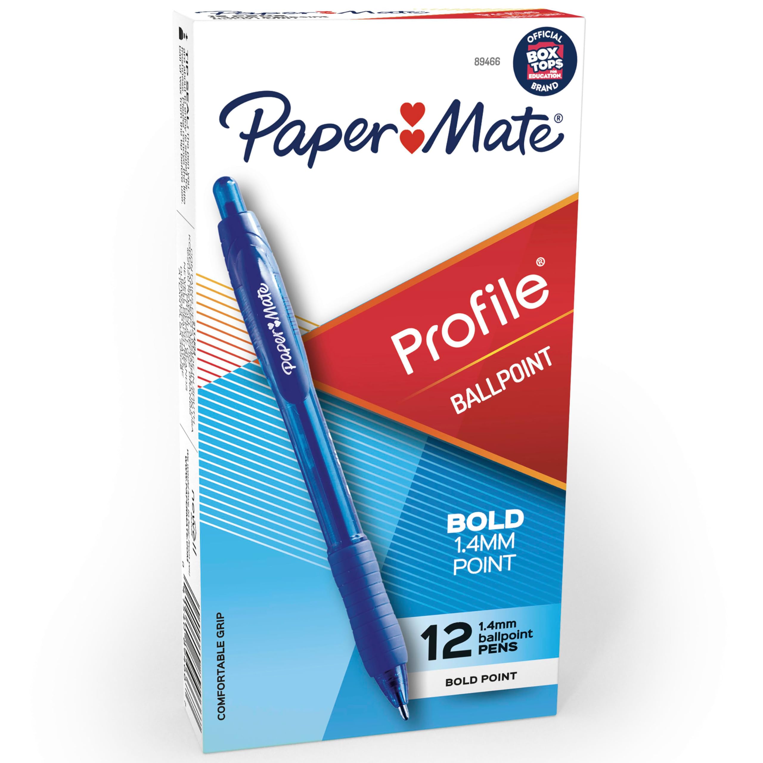 Profile Retractable Ballpoint Pens, Bold Point (1.4mm), Blue, 12 Count