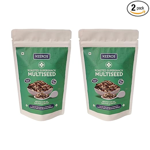 Multi Seeds Mix | Slightly Sweet, Tasty Diabetic Snack Food with Roasted Flax Seeds, Pumpkin Seeds, Watermelon Seeds, Sesame Seeds, Dry Dates (Ready to Eat, Gluten Free, Protein Rich)2x450g
