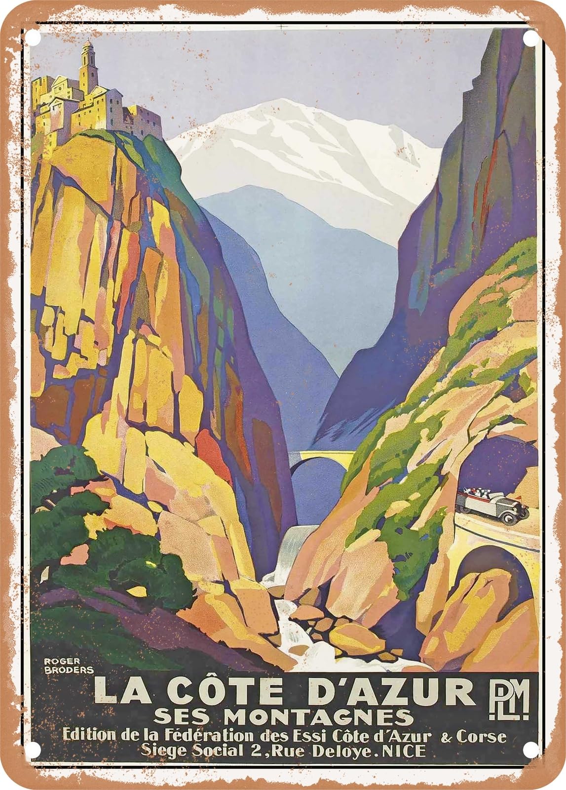 Miaomansenstore Metal Sign - 1930 The French Riviera And Its Mountains Plm Vintage Ad Home Decor