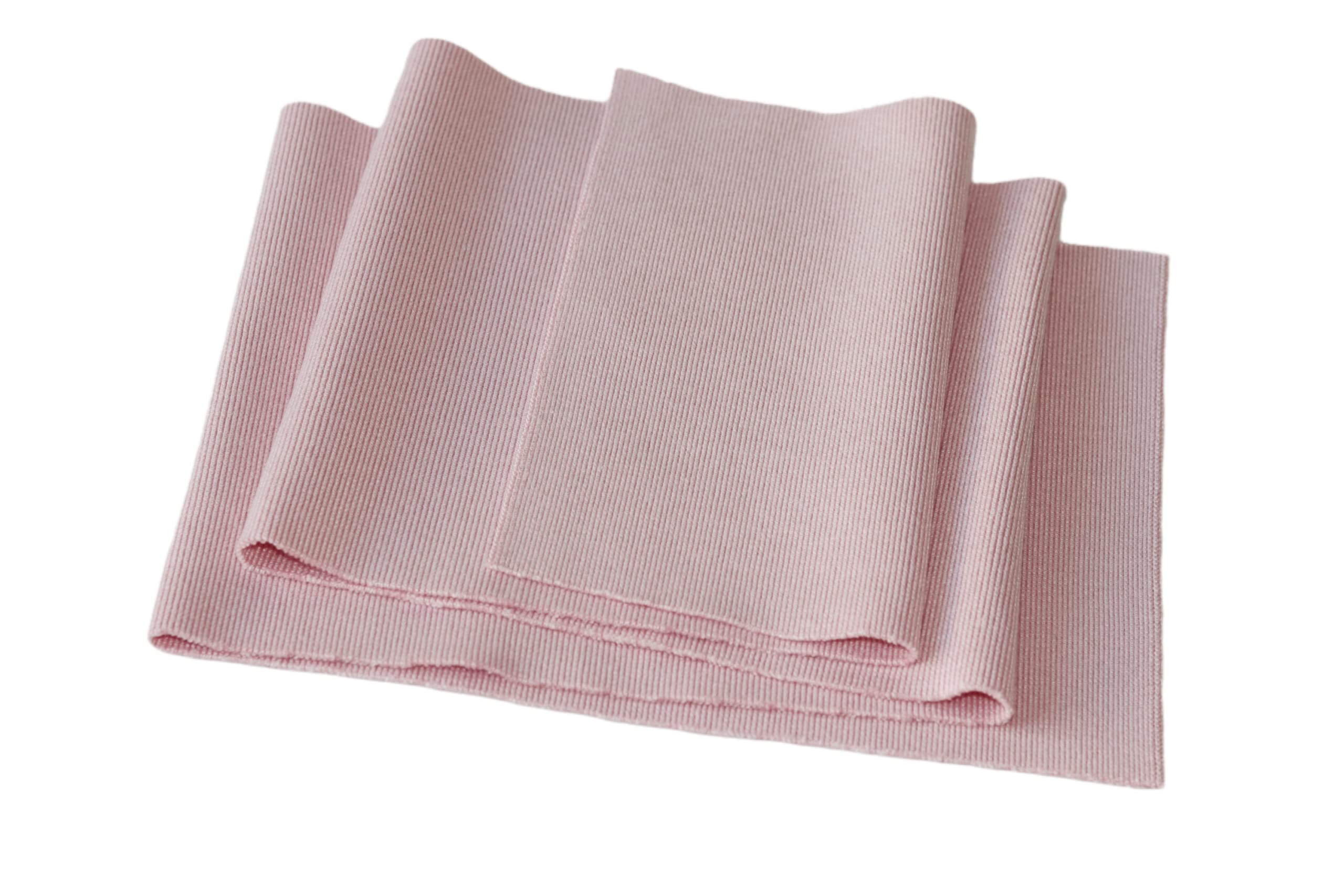 TinaKim Ribbing Fabric, for Waistbands Neckbands Cuffs Ribbed Knit Material for Sewing (Strip of Pink, 40x8in)