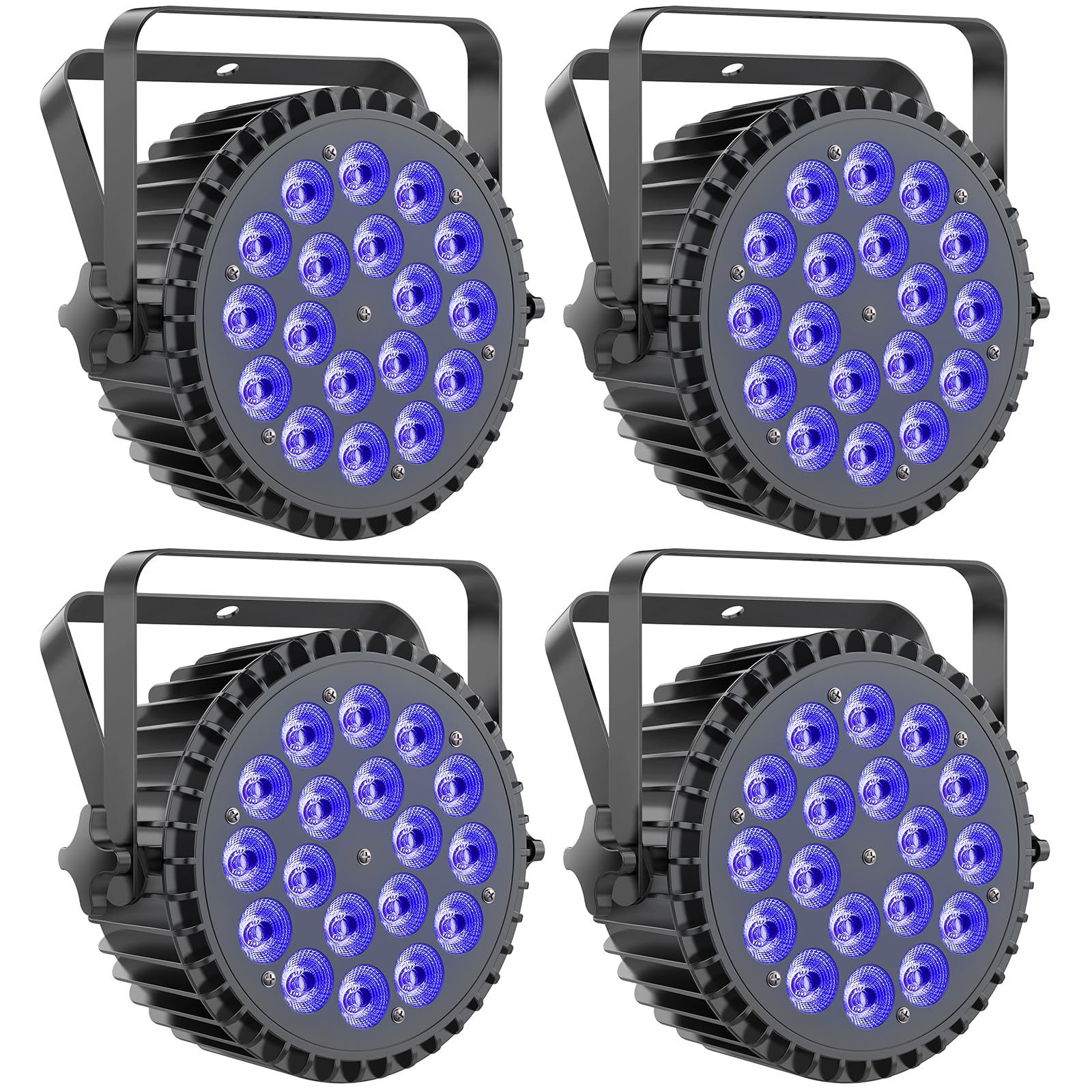 4 sztuki RGBWA UV 200 W Par LED, 18 sztuk światła sceniczne D MX 7/10 CH z aktywacją stroboskopu i aktywacją dźwięku, oświetlenie dyskotekowe na pokazy barowe, imprezy, wesela, Halloween