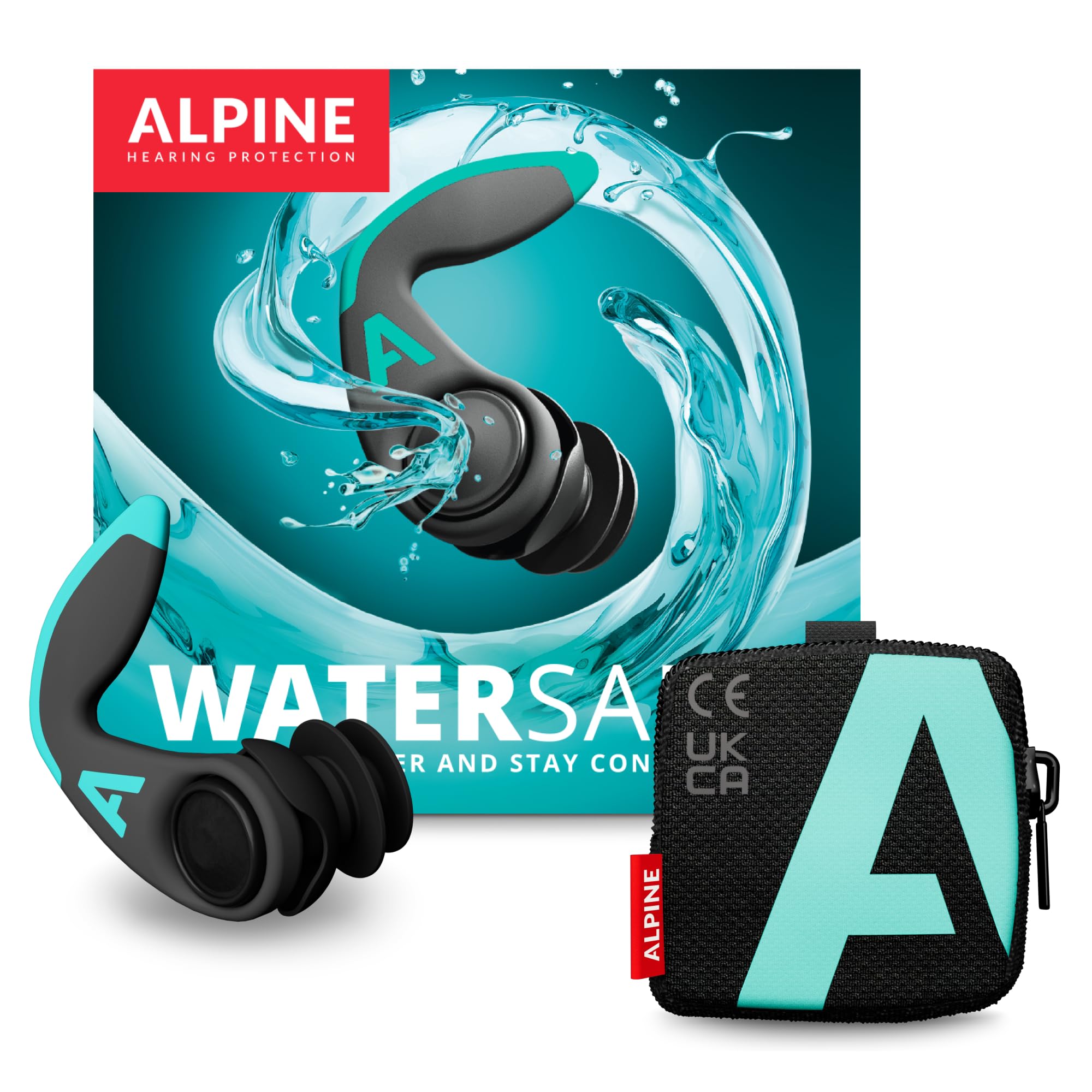 Alpine WaterSafe Pro – Surf- und Schwimmstöpsel für Erwachsene, Wasserdichte Ohrstöpsel für Wassersport, Komfortabel und Wiederverwendbar, Sicherer Sitz mit Spitzen in M und L, 1 Paar