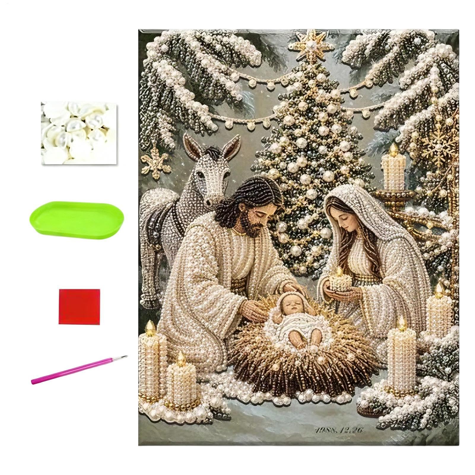 Religious Nativity Scene Pearl Diamond Art Kits for Adults (D)