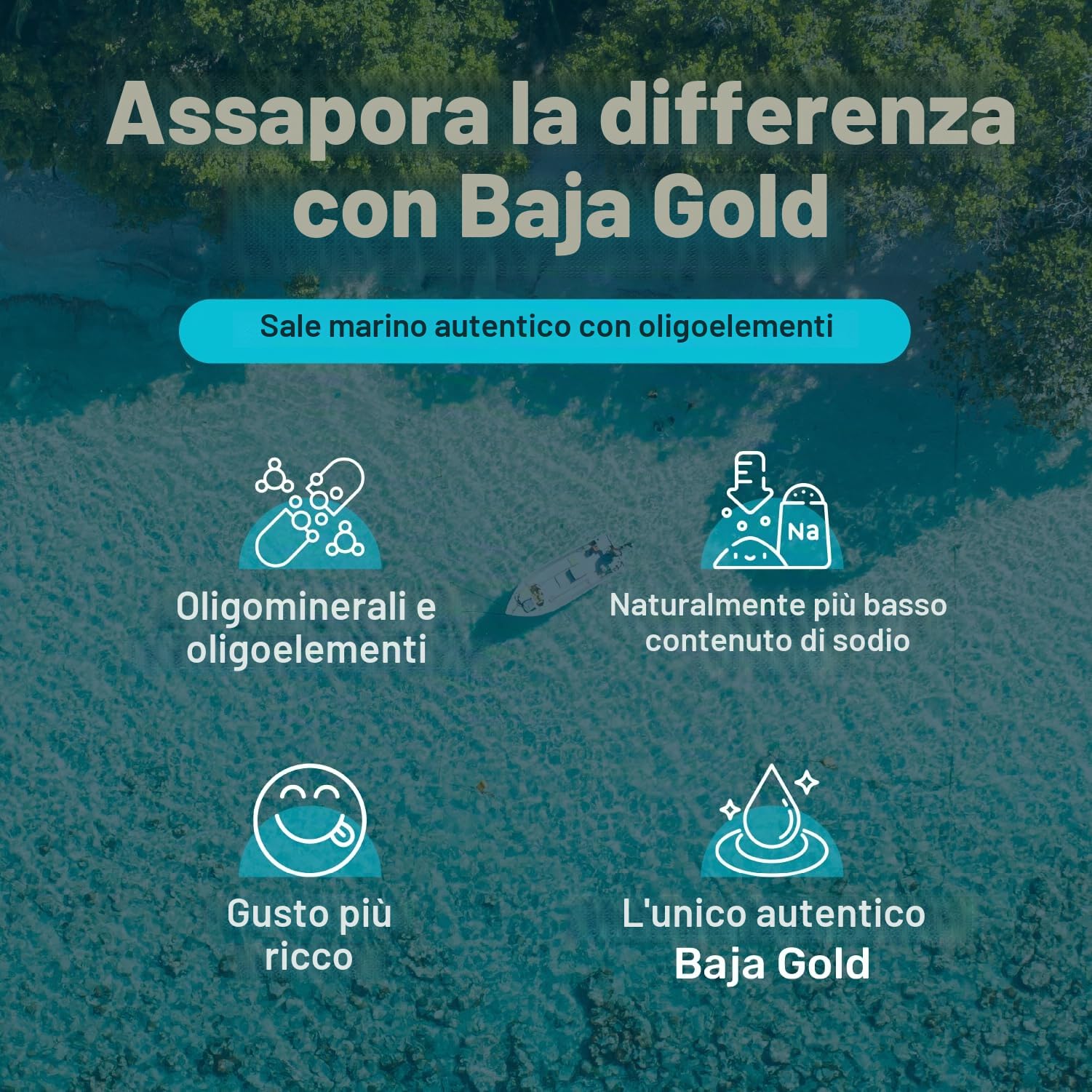 Baja Gold Sale Minerale Marino – Sale Marino Non Raffinato Ricco di Minerali, 454g – Ideale per Cucina Gourmet, Alimentazione Sana e Utilizzi Versatili