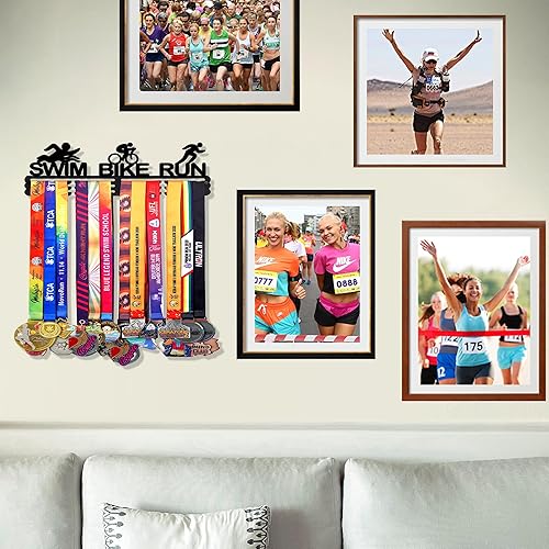 Vista 51 de Goutoports Estante de exhibición para colgar medallas, organizador personalizado de cinta de premios para corredores de carreras deportivas, placas