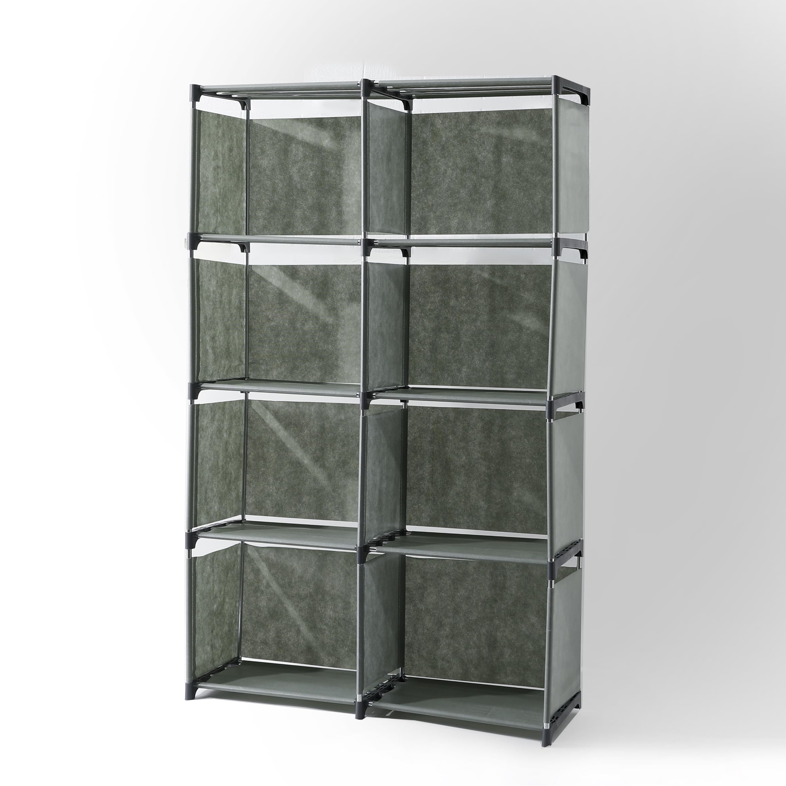 Kuber Industries 8 Layer Book Rack | Book Cabinet Shelves for Bedroom Office Living Room | Storage Shelve for Books Storage Organizer | Multipurpose Strong Build Adjustable Shelf Rack | SJ88G | Grey-picture-31
