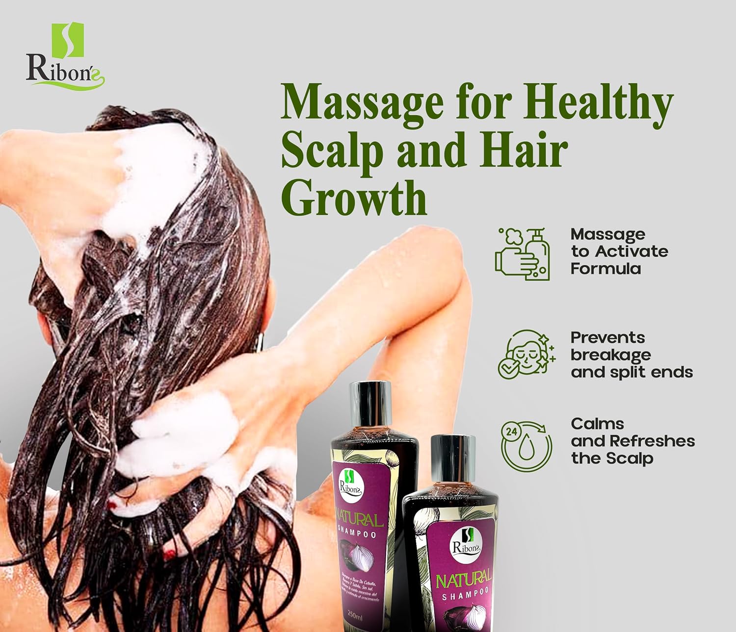 RIBONS Onion, Aloe Vera & Rosemary Shampoo – Sulfate-Free, Paraben-Free, Deep-Cleanse Formula for Fresh, Healthy-Looking Hair & Scalp – (250 ml) - Image 5