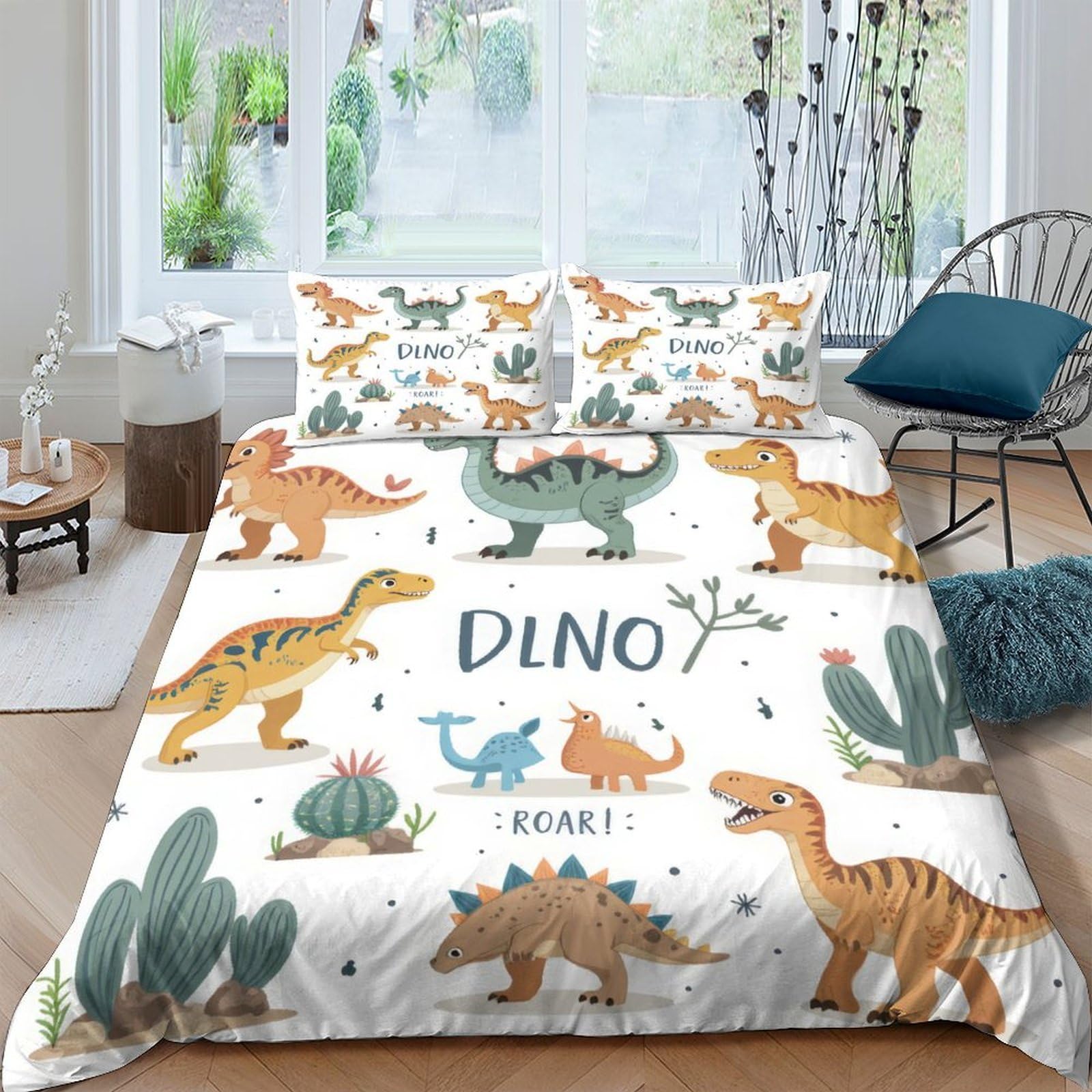 Ctjqhvkz Style-5 3D Printed Cute Dinosaur Fitted Sheet Microfiber Soft Breathable Cartoon Jungle Bed Cover For Bedroom Guestroom Decor Mattress Protection Single（135X200cm）
