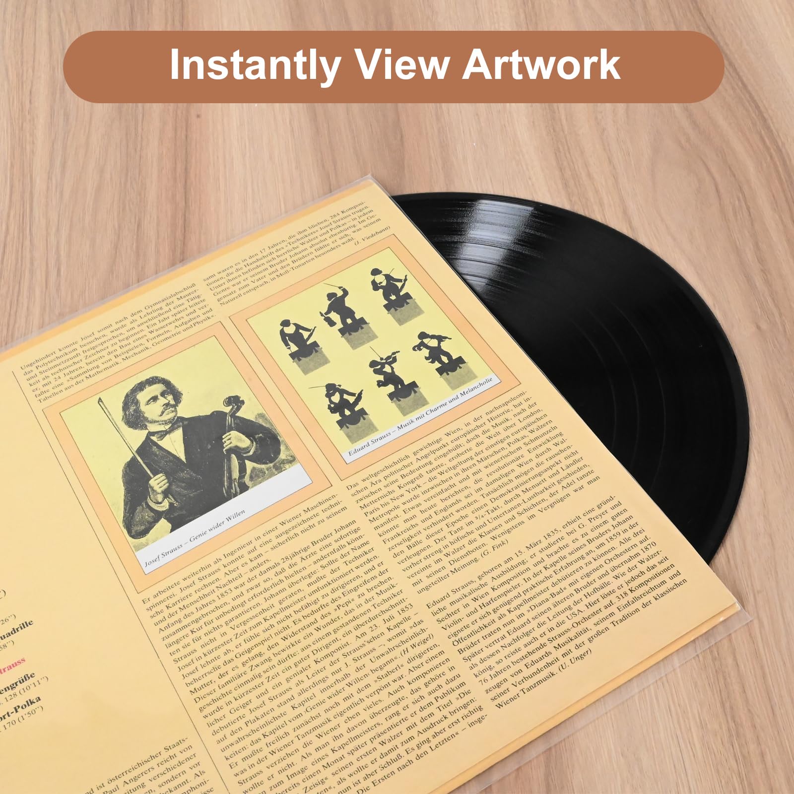 50 ct Gatefold Vinyl-Außenhüllen, 30,5 cm (12 Zoll) Schallplatten-Schutzhüllen für Albumcover, Vinylhüllen für die Aufbewahrung von LP-Schallplatten, sofortige Ansicht von Kunstwerken, kristallklar, 4