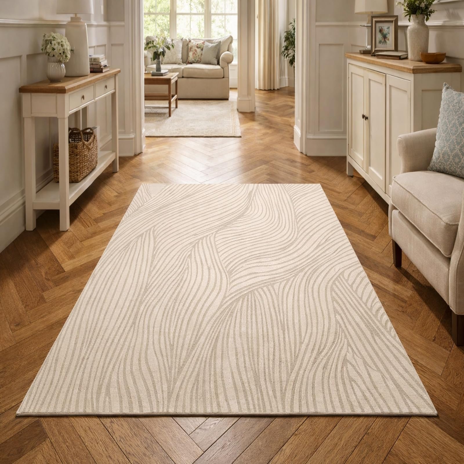 Teppiche Wohndeko für Wohnzimmer Schlafzimmer Aesthetic Room Decor,Abstraktes Grau, Beige, 155 x 200 cm