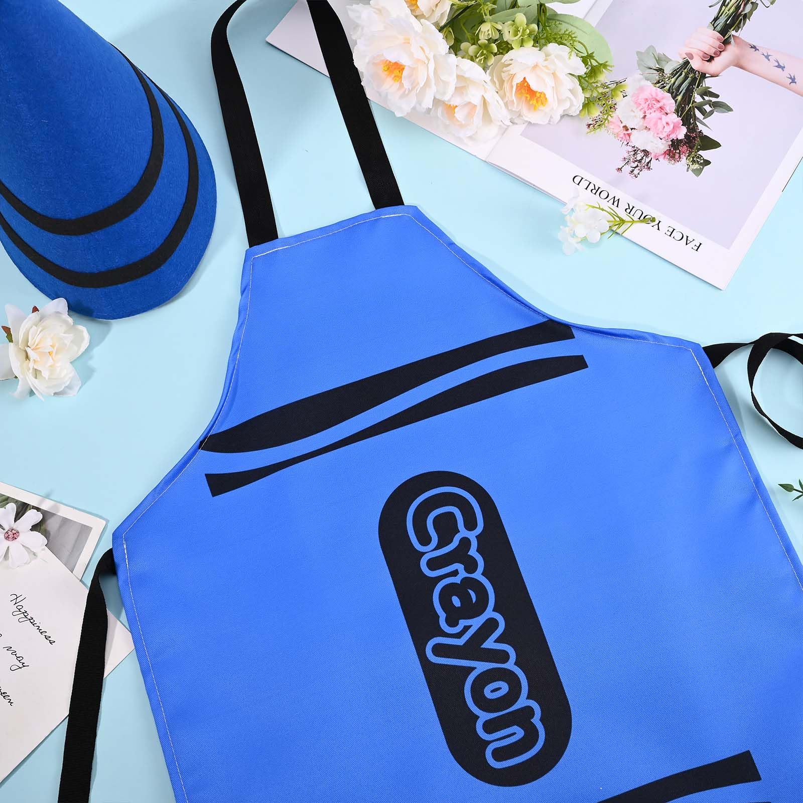Kavoc 2 Pcs Colorful Crayon Costume Include Crayon Apron and Funny Gnome Cone Hat for World Book Day Fancy Dress Up (Blue) - Image 4