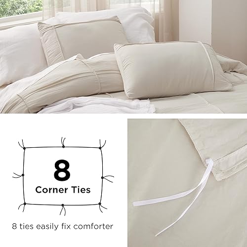 Miniatura 6 de Bedsure - Funda de edredón infantil a cuadros, bohemia, tamaño queen, con capitoné, 3 piezas, shabby chic, todas las estaciones, 1 funda de edredón