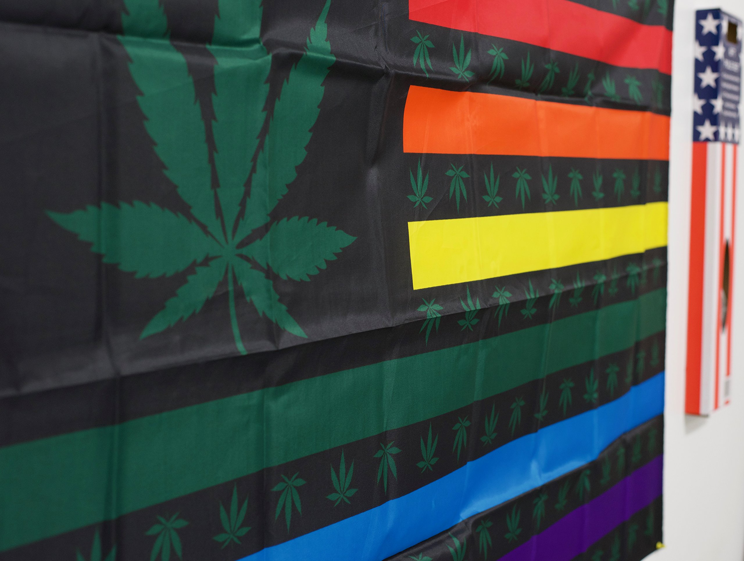 3'x5' USA Marijuana Weed Rainbow Flag - 100% Polyester With Brass Grommets For Outdoor Display
