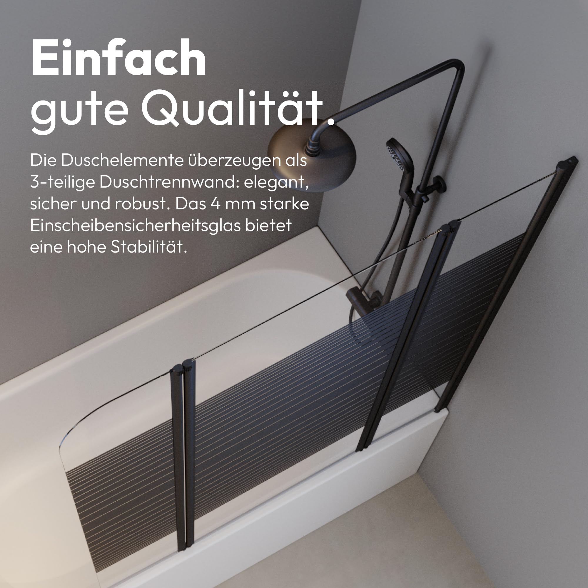 MARWELL BWF350 Black Lines - Parete per vasca da bagno, colore: nero opaco
